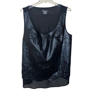 Lane Bryant Faux Leather Laser Cut Sheer Tank Lined Size 18/20